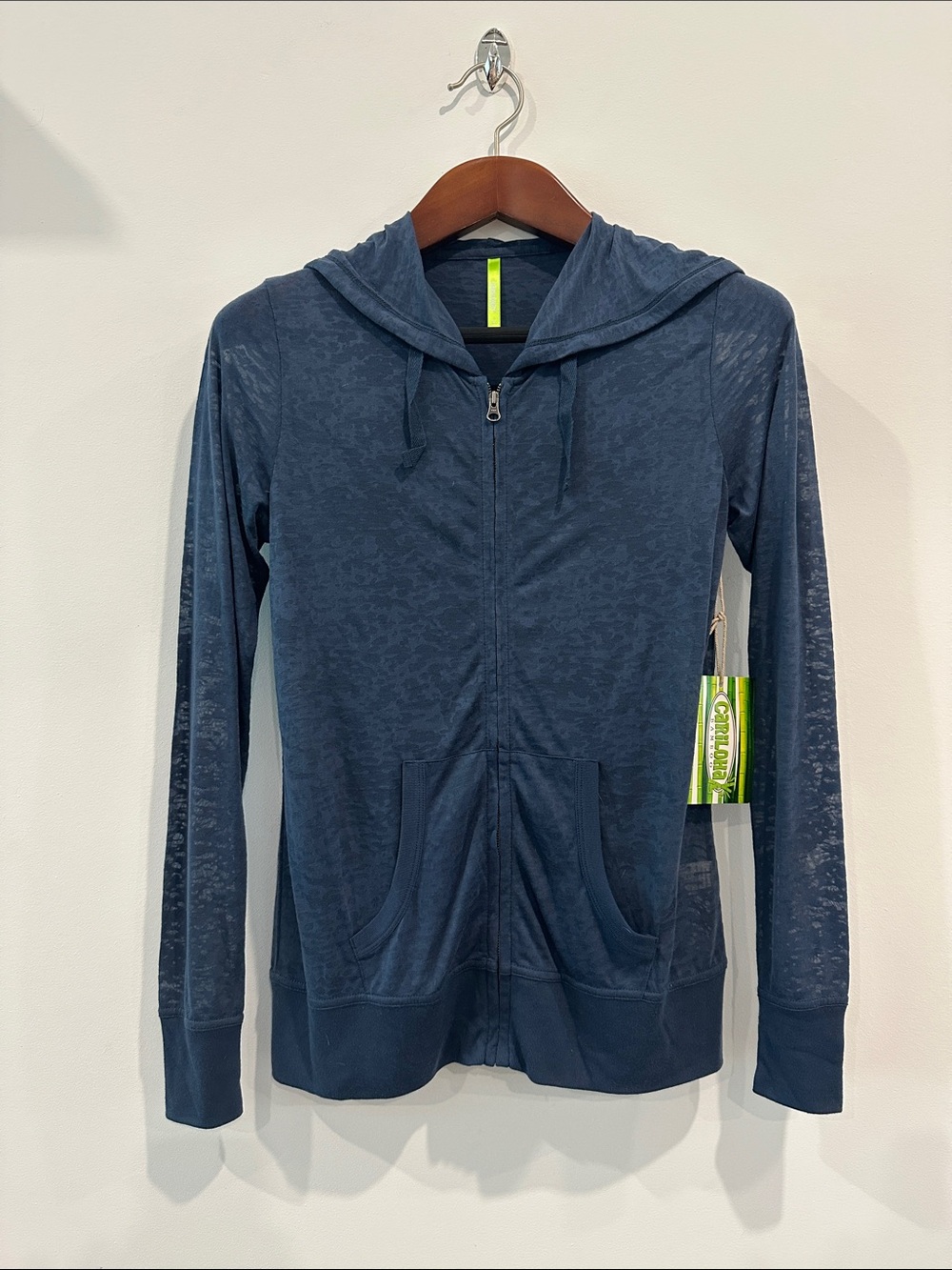 Slim Lightweight Blue Lagoon Zip Hoodie with Hood